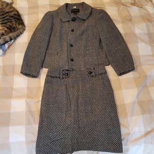 Black and white tweed banana republic Co ord set skirt crop jacket vintage look